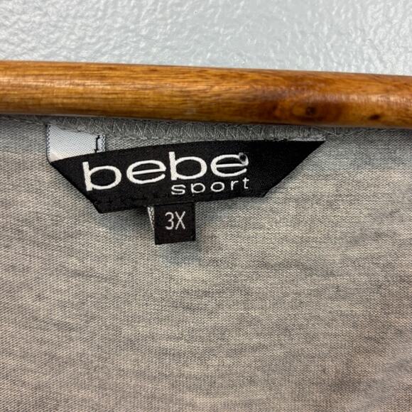 Bebe Sport Logo Embossed Gray Tank Plus 3X Scoop Neck Casual Gym Activewear - Picture 6 of 7